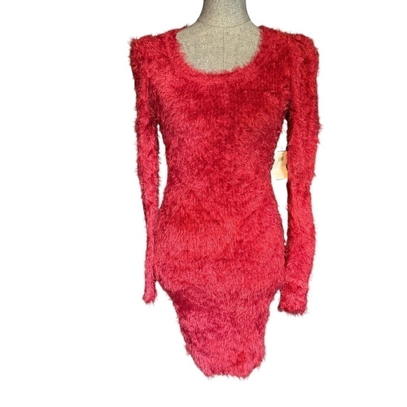 New 4SI3NNA Fuzzy Sweater Mini Cocktail Dress Size Small new with tag NWT cute - Picture 4 of 5